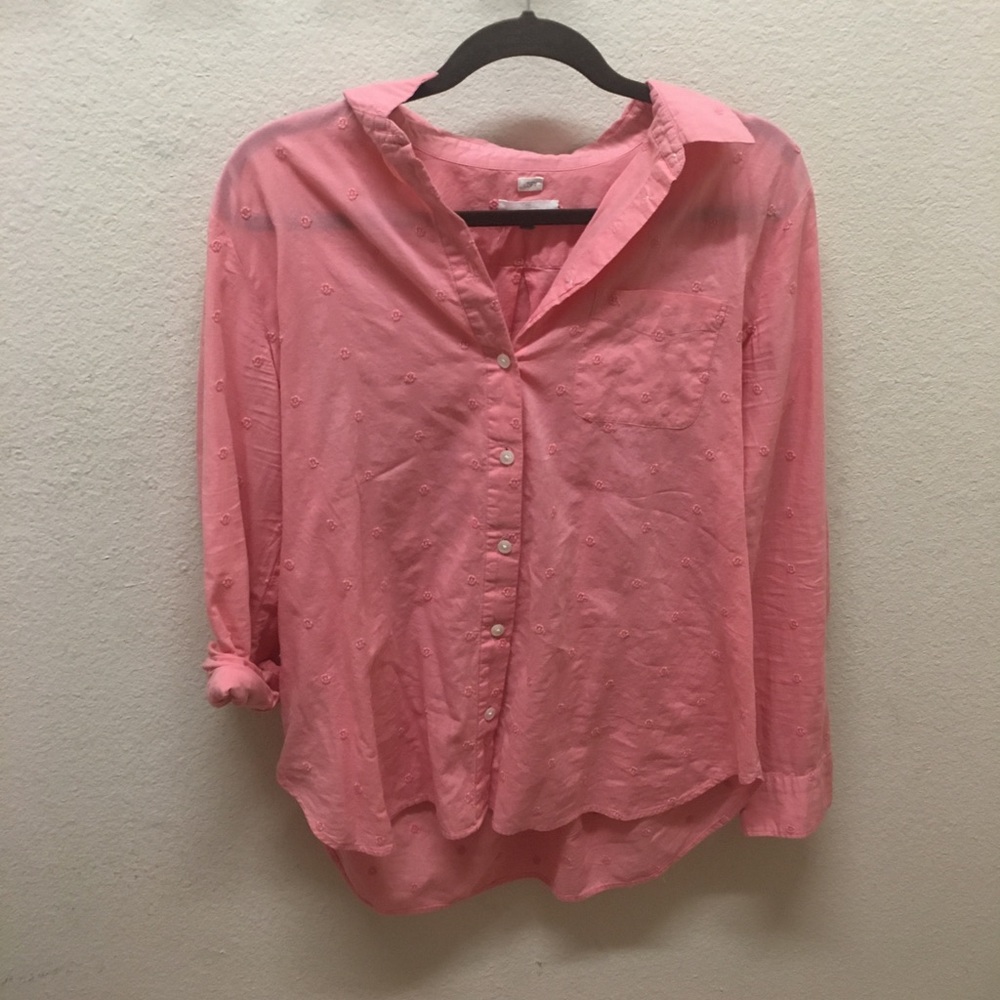 Ann Taylor LOFT Pink Floral Pattern Button Down